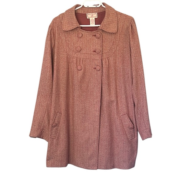April Cornell Jackets & Blazers - April Cornell Peacoat Tweed Wool Blend Dusty Rose Women’s Size XL
